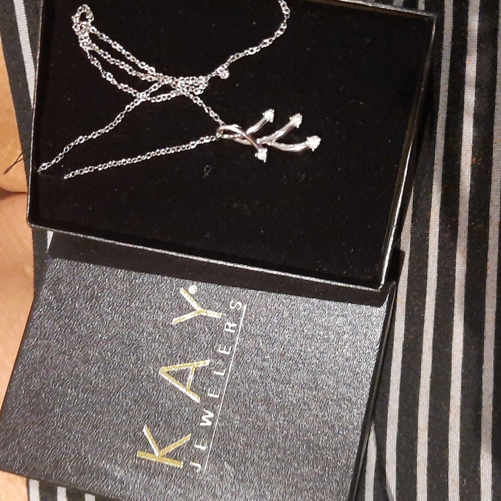 Authentic 4 Diamonds necklace genuine solid sterling silver KAY JEWELERS Gift 🎁